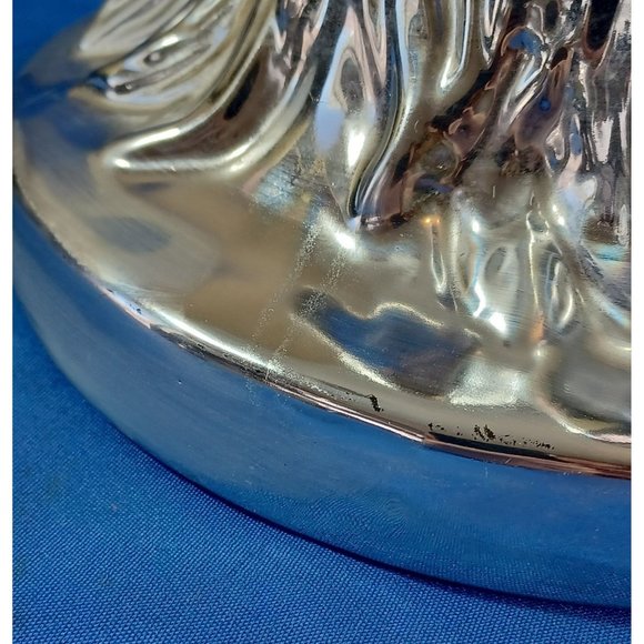 Silver Metallic 12.5" Ceramic Ram Head Bust Statue Sculpture Rustic Man Cave LA - Picture 8 of 9